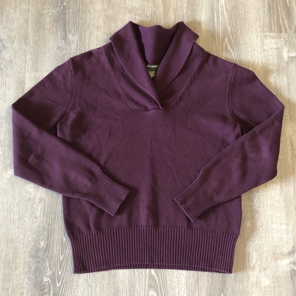 Eddie Bauer Vintage 100% Cotton Dark Purple Sweater Large